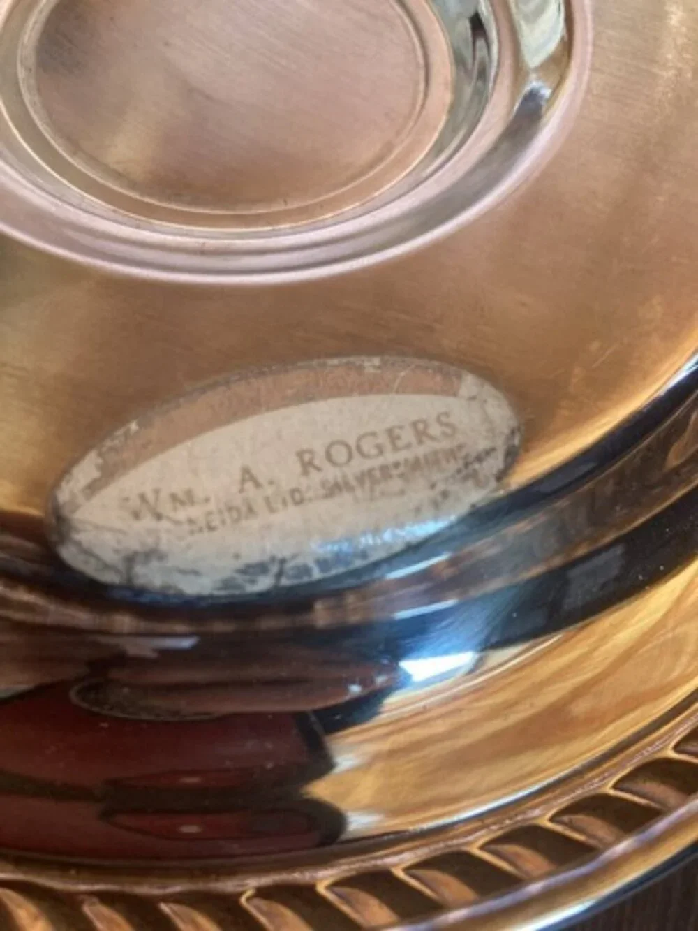 Vintage Wm.A Rogers Silver Plated Dip Bowl with attached saucer Dish